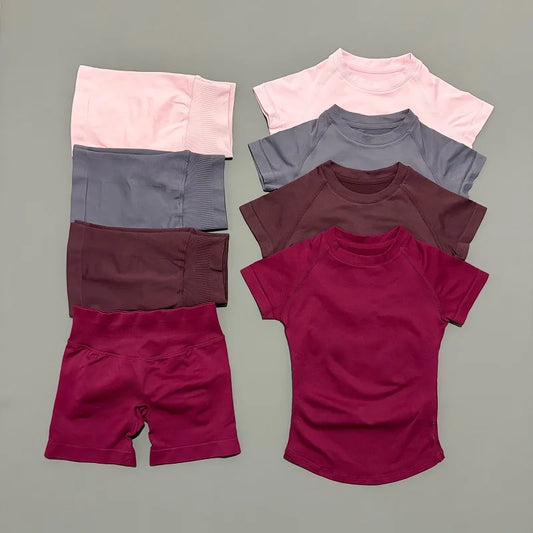 2 Piece Seamless Yoga Top and Shorts Set