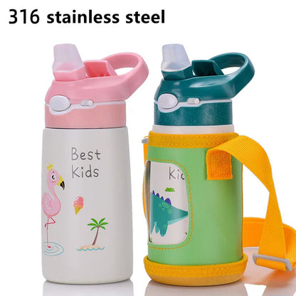400ml Kids 316 Stainless Steel Thermos Bottle with Straw