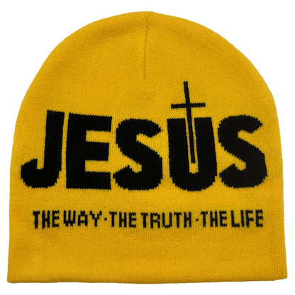 Unisex JESUS Jacquard Knit Winter Beanie
