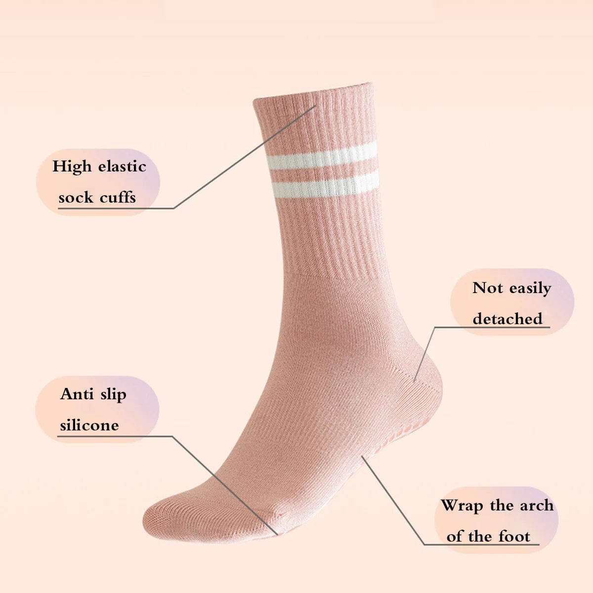 4 Pairs Women's Non Slip Yoga Pilates Socks