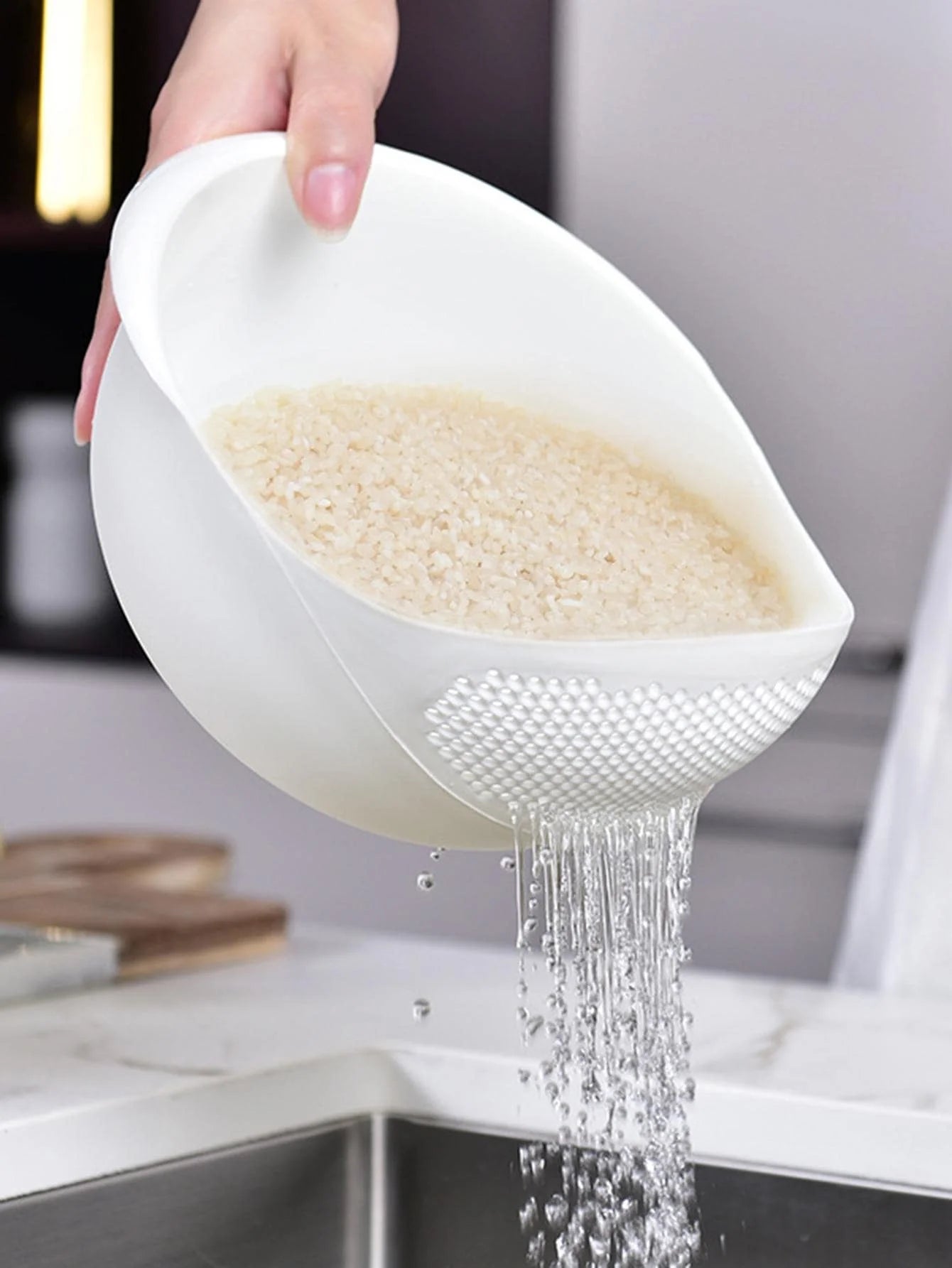 Kitchen Colander Drain Basket with Handle for Rice, Fruit & Vegetables