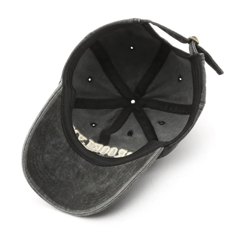 Unisex Washed Distressed Letter Embroidered Baseball Cap