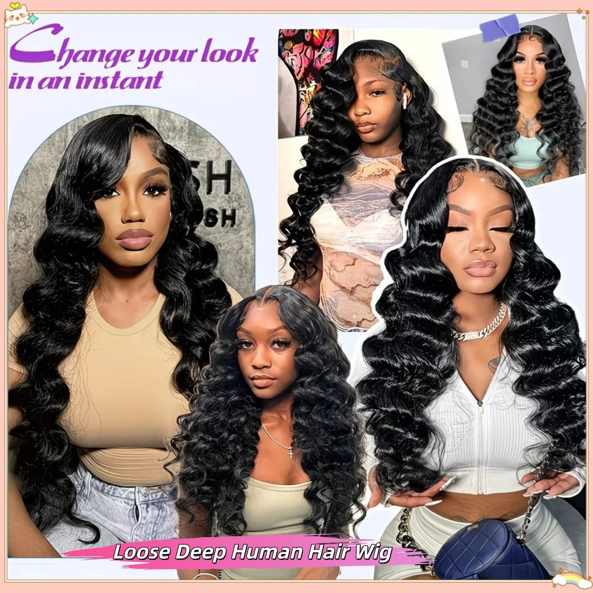 Women's Deep Wave HD Lace Front Human Hair Wig 200% Density