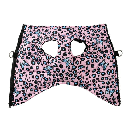 Leopard Print Dog Jacket with D-Ring for Small & Medium Dogs & Cats