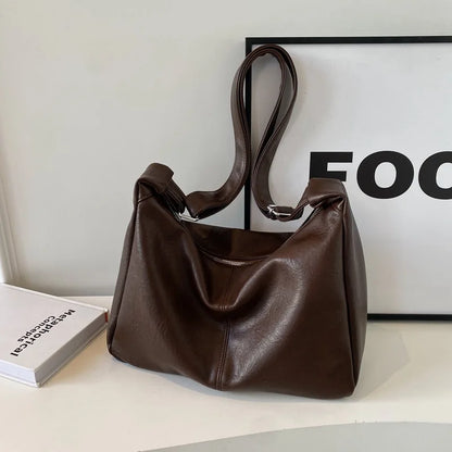 Vintage Leather Large Capacity Tote Crossbody Bag for Women
