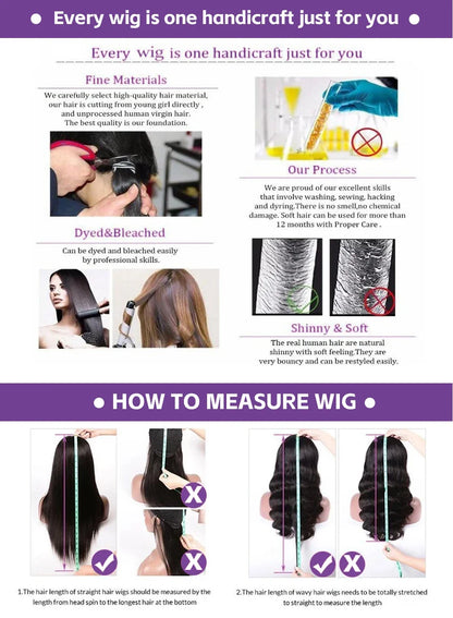 250% Body Wave Glueless HD Lace Front Human Hair Wig 13x4 13x6