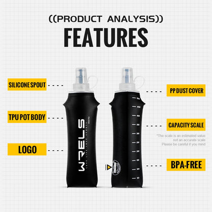 WRELS Ultralight BPA Free Collapsible TPU Soft Flask