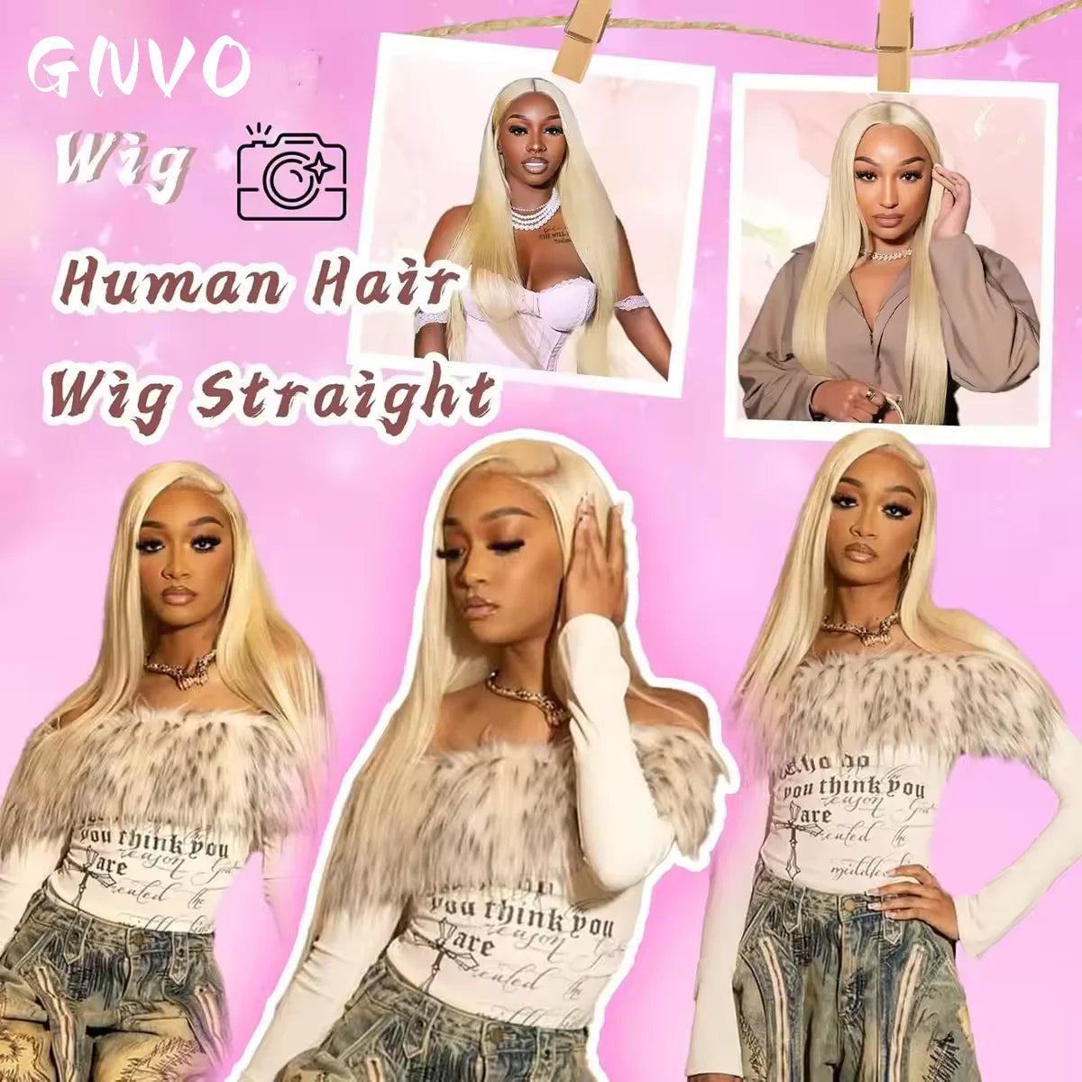 Women's 30 Inch 613 Blonde Straight HD Lace Front Human Hair Wig
