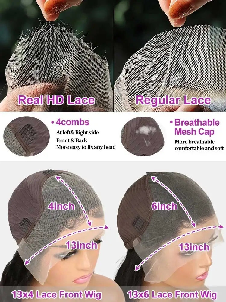 Women's Loose Deep Wave HD Lace Front Human Hair Wig