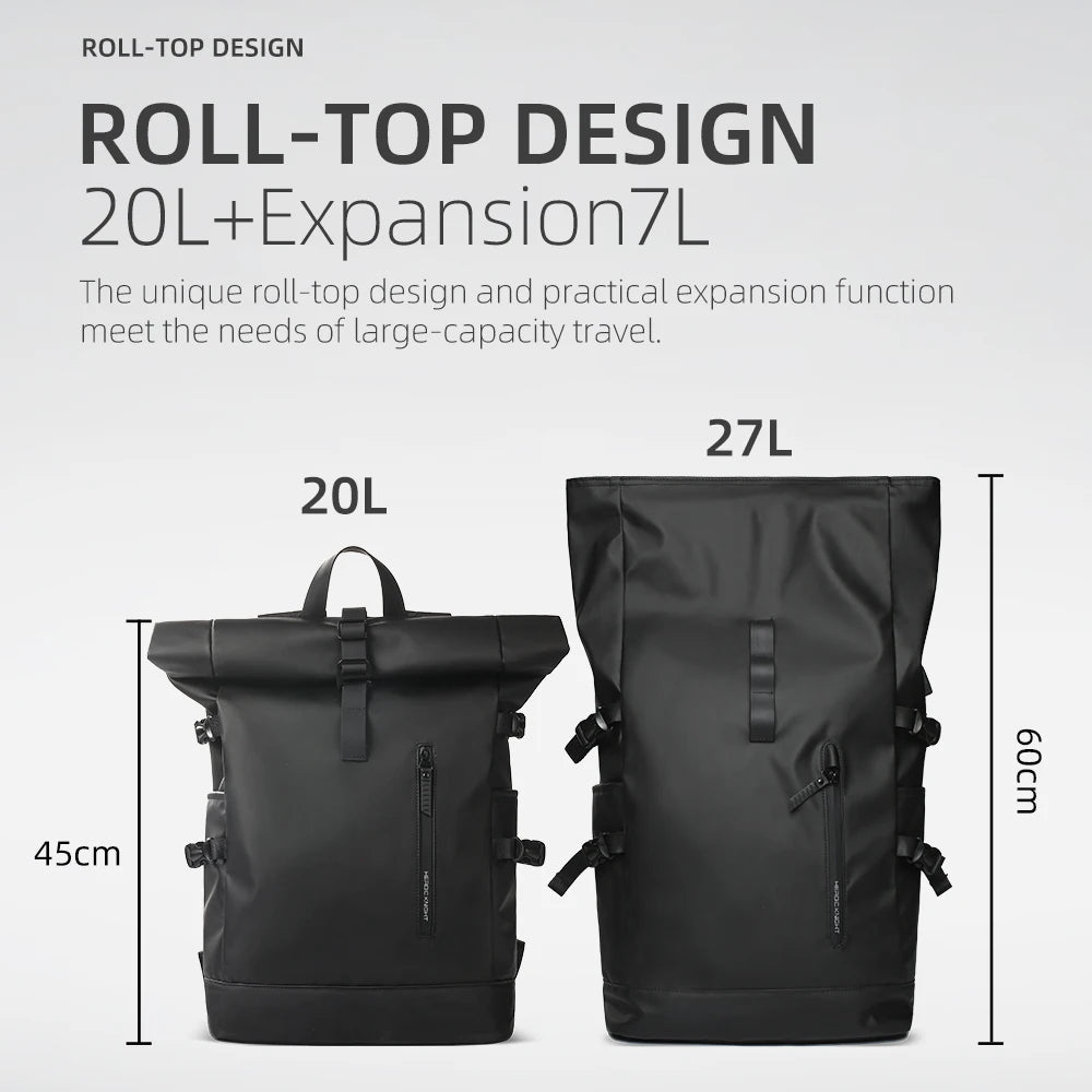 HK Expandable Waterproof Laptop Travel Backpack with USB Port