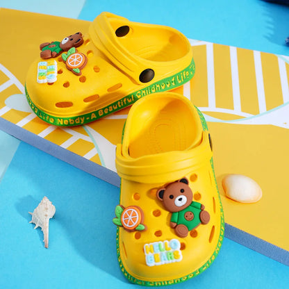 Cute Cartoon Closed Toe EVA Slippers for Kids Non Slip Summer Shoes