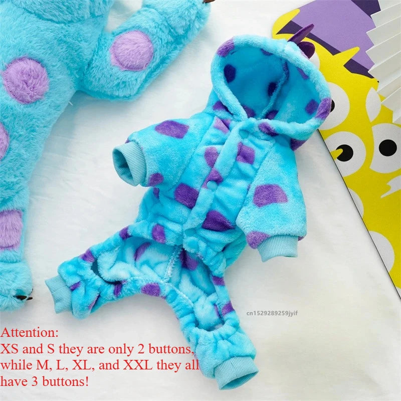 Blue Dinosaur Hooded Coat for Small & Medium Dogs & Cats