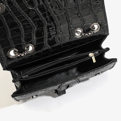 Women’s Croc Pattern Sequin Chain Crossbody Evening Bag