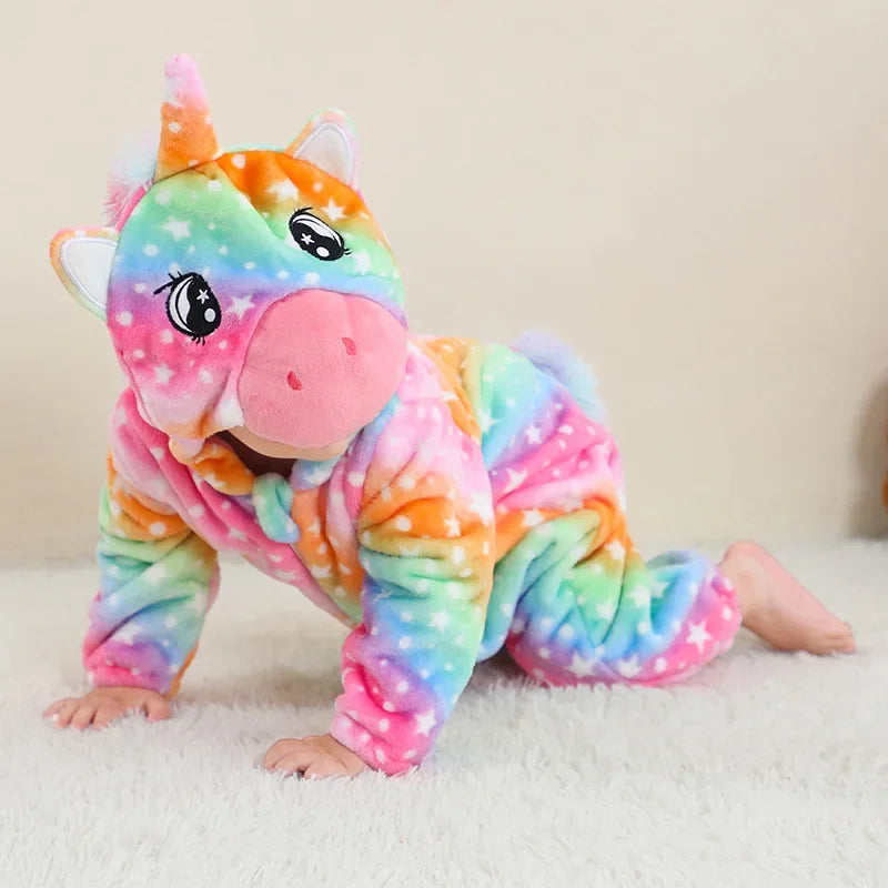 Toddler Dinosaur Flannel Hooded Onesie Costume for Halloween Cosplay