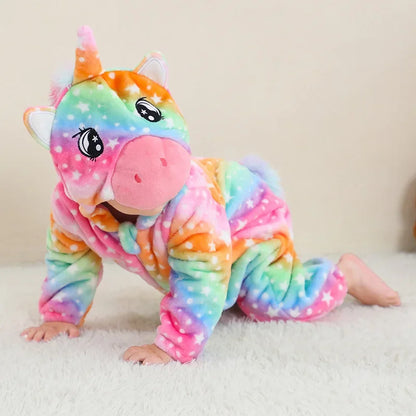 Toddler Dinosaur Flannel Hooded Onesie Costume for Halloween Cosplay