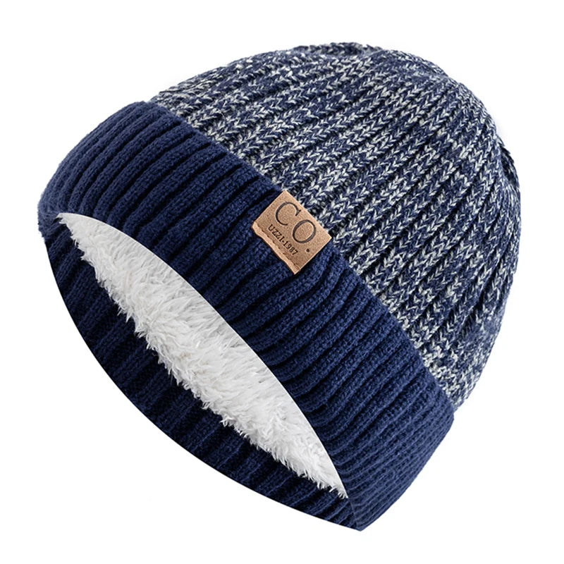 Unisex Two Tone Fur Lined Winter Beanie
