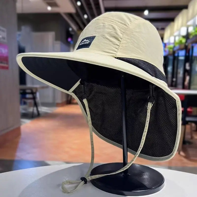 Unisex Wide Brim Waterproof Sun Hat with Neck Flap