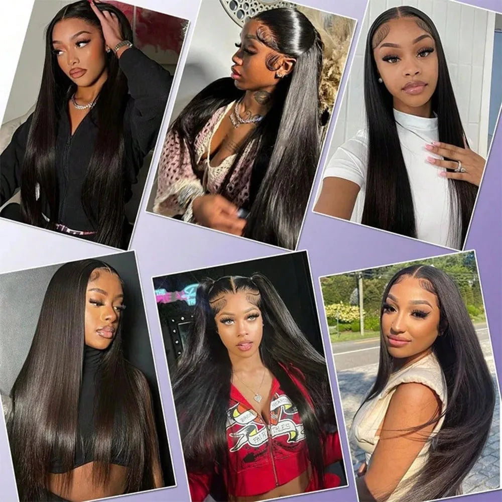 Women's 40 Inch 250% Density Straight HD Lace Front Human Hair Wig