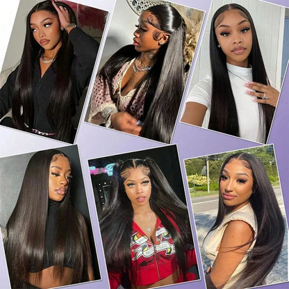 Women's 40 Inch 250% Density Straight HD Lace Front Human Hair Wig