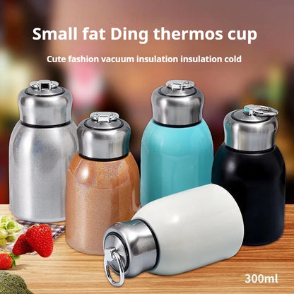 300ml Stainless Steel Mini Travel Thermos Cup with Carry Ring