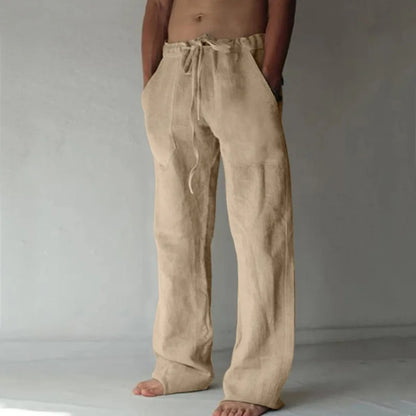 Men's Linen Cotton Wide Leg Casual Pants