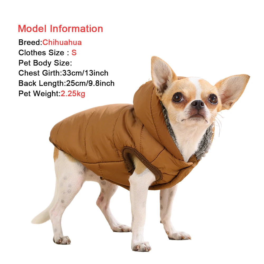 Warm Fleece Dog Hoodie Coat with D-Ring for Small & Medium Dogs