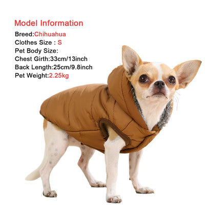 Warm Fleece Dog Hoodie Coat with D-Ring for Small & Medium Dogs