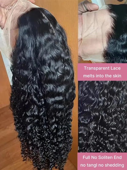Women's 40 to 50 Inch 300% Density Deep Wave HD Lace Front Human Hair Wig