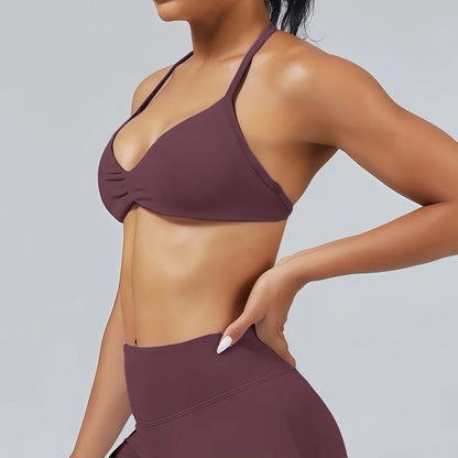 HISTELLO Women's High Support Strappy Halter Sports Bra