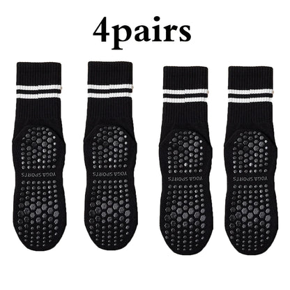 4 Pairs Women's Non Slip Yoga Pilates Socks