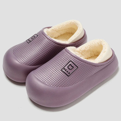 Cute Bear Plush Winter Slippers for Men & Women Waterproof Non Slip Shoes
