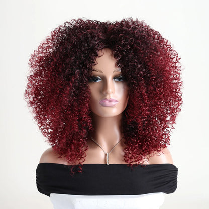 16 Inch Afro Kinky Curly Wig with Bangs for Women