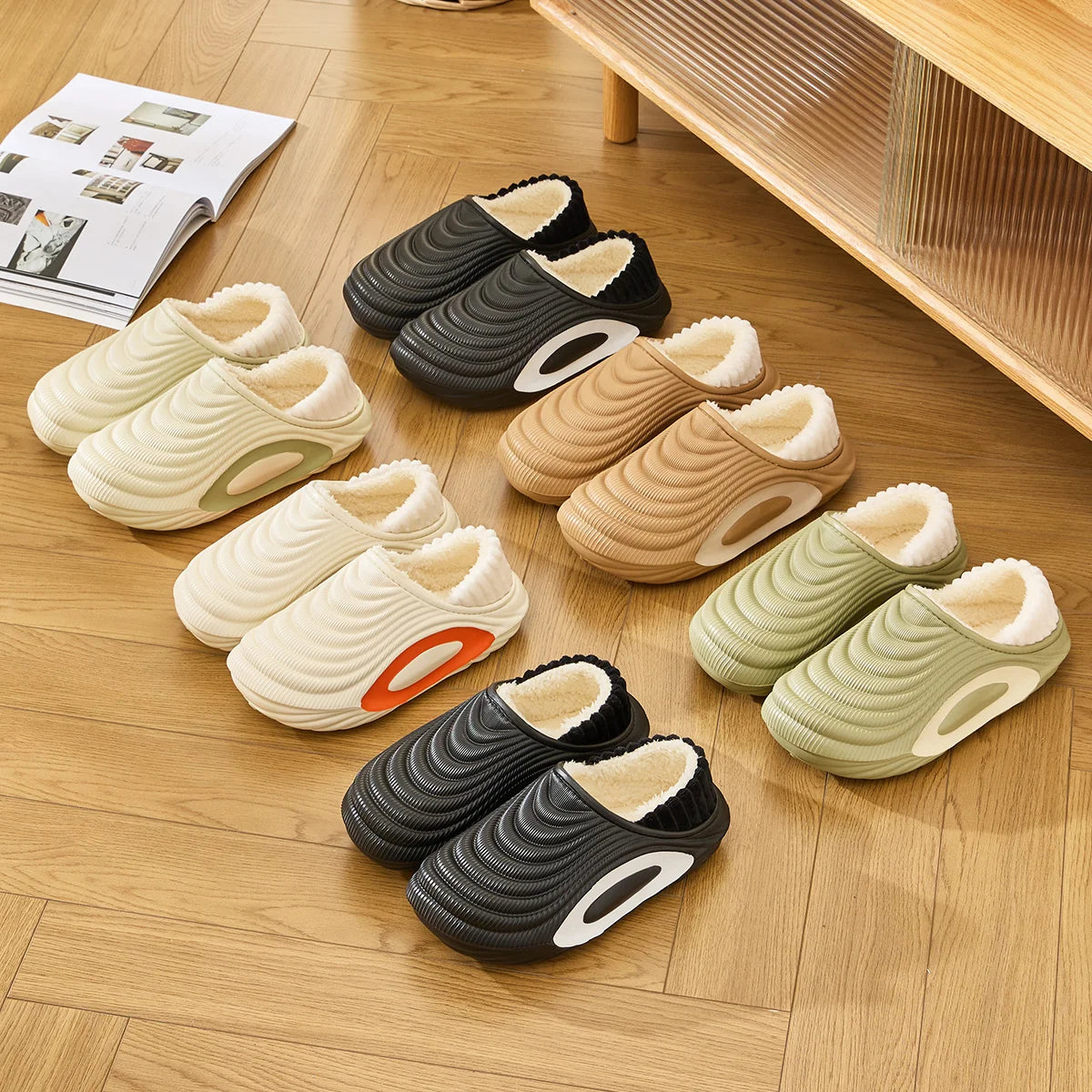 Women’s Cartoon Sheep Plush Slippers Warm Closed Toe Winter Shoes