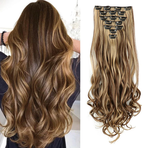 22 Inch Curly Wavy Clip In Hair Extensions 7PCS