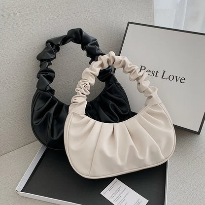 Women’s Pleated PU Cloud Shoulder Bag Lightweight Handbag