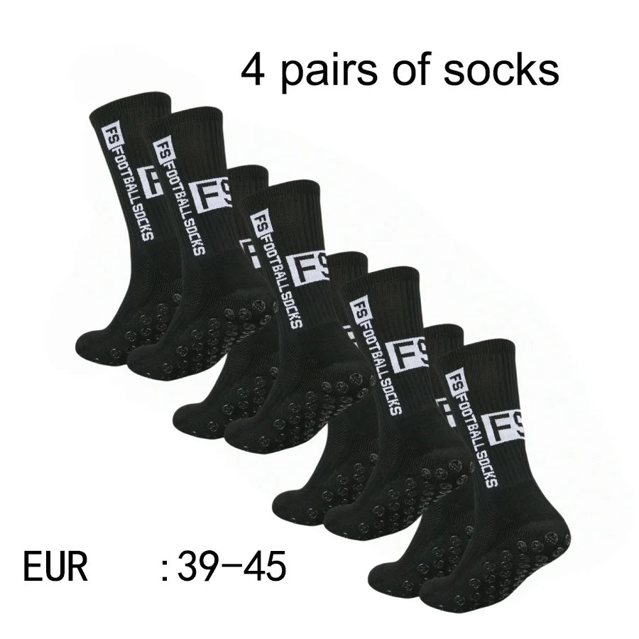 4 Pairs Men's Non Slip Grip Soccer Sports Socks