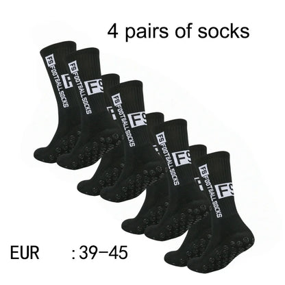 4 Pairs Men's Non Slip Grip Soccer Sports Socks