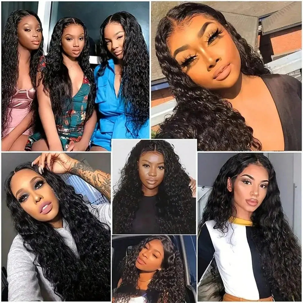 Women's 250% Density Glueless Deep Wave HD Lace Front Human Hair Wig