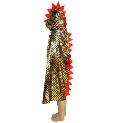 Dinosaur Hooded Cape Costume for Kids Halloween Cosplay Party