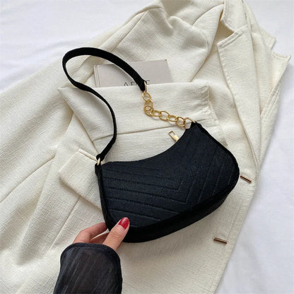 Mini Felt Crescent Shoulder Bag for Women Fashion Handbag