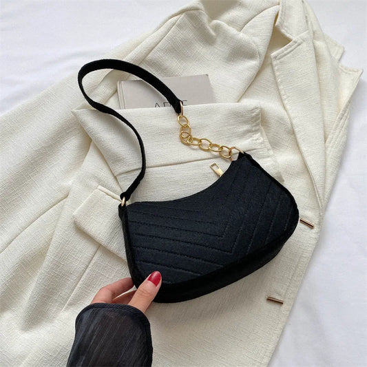 Mini Felt Crescent Shoulder Bag for Women Fashion Handbag