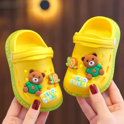 Cute Cartoon Closed Toe EVA Slippers for Kids Non Slip Summer Shoes