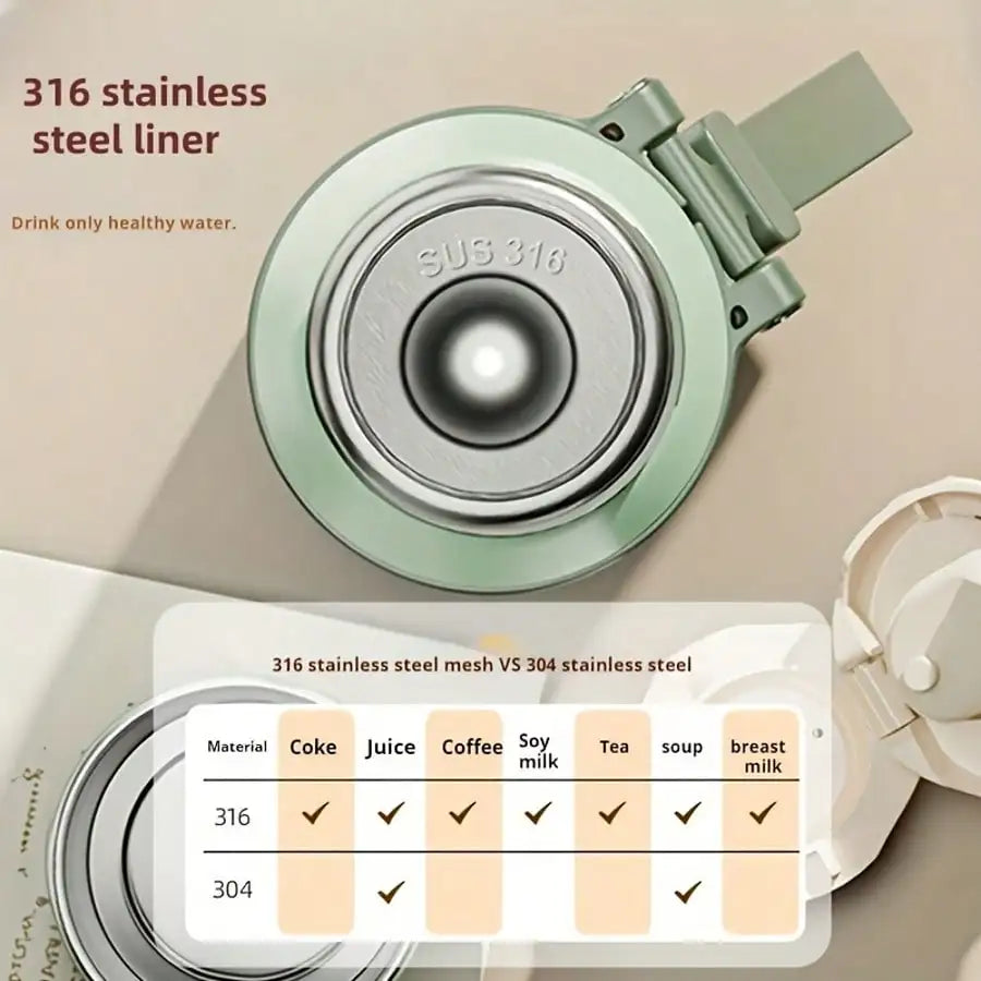 304 Stainless Steel Vacuum Insulated Thermos Bottle with Carry Strap