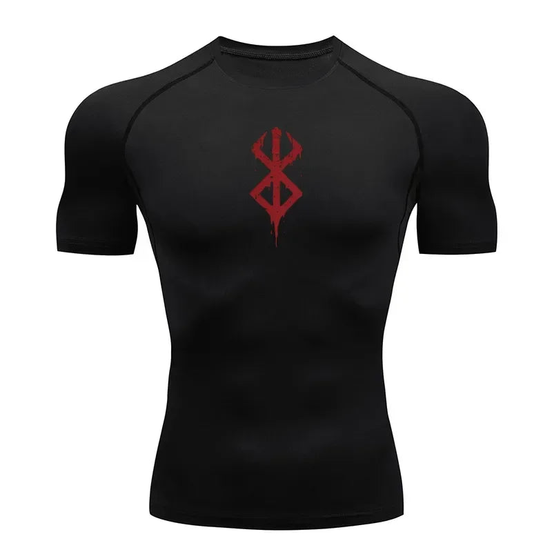 Men's Quick Dry Printed Compression Workout T Shirt