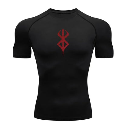Men's Quick Dry Printed Compression Workout T Shirt