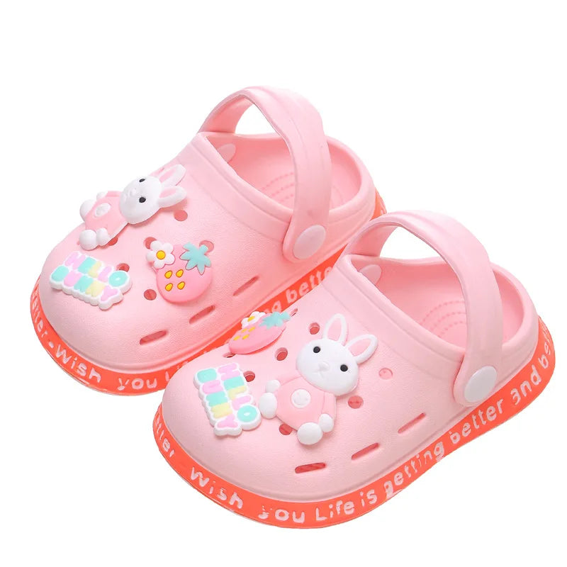 Cute Cartoon Closed Toe EVA Slippers for Kids Non Slip Summer Shoes