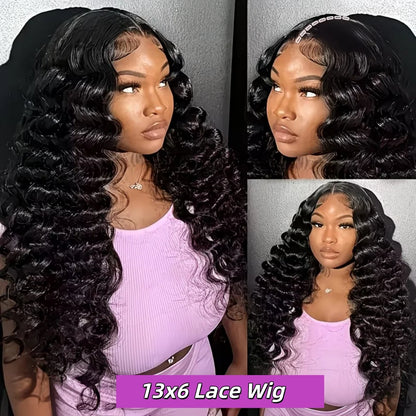Women's Deep Wave HD Lace Front Human Hair Wig 200% Density