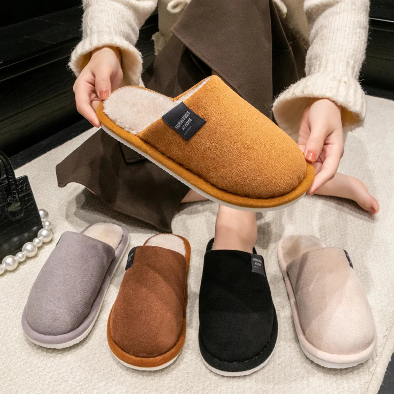 Unisex Warm Plush Non Slip Indoor House Slippers