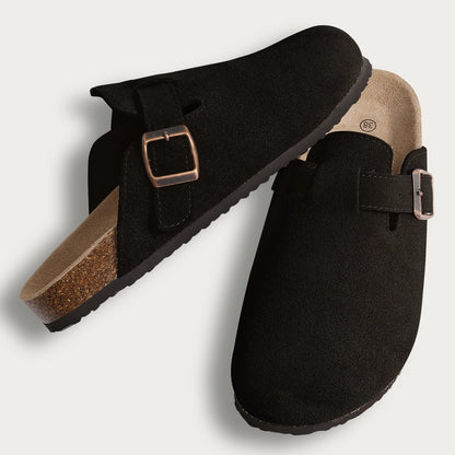 Litfun Women's Cork Suede Clog Mules with Arch Support