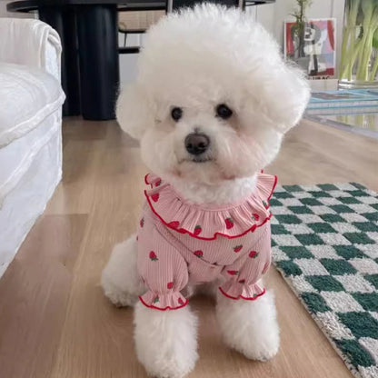 Cute Strawberry Vest with Ruffled Collar for Small Dogs & Cats